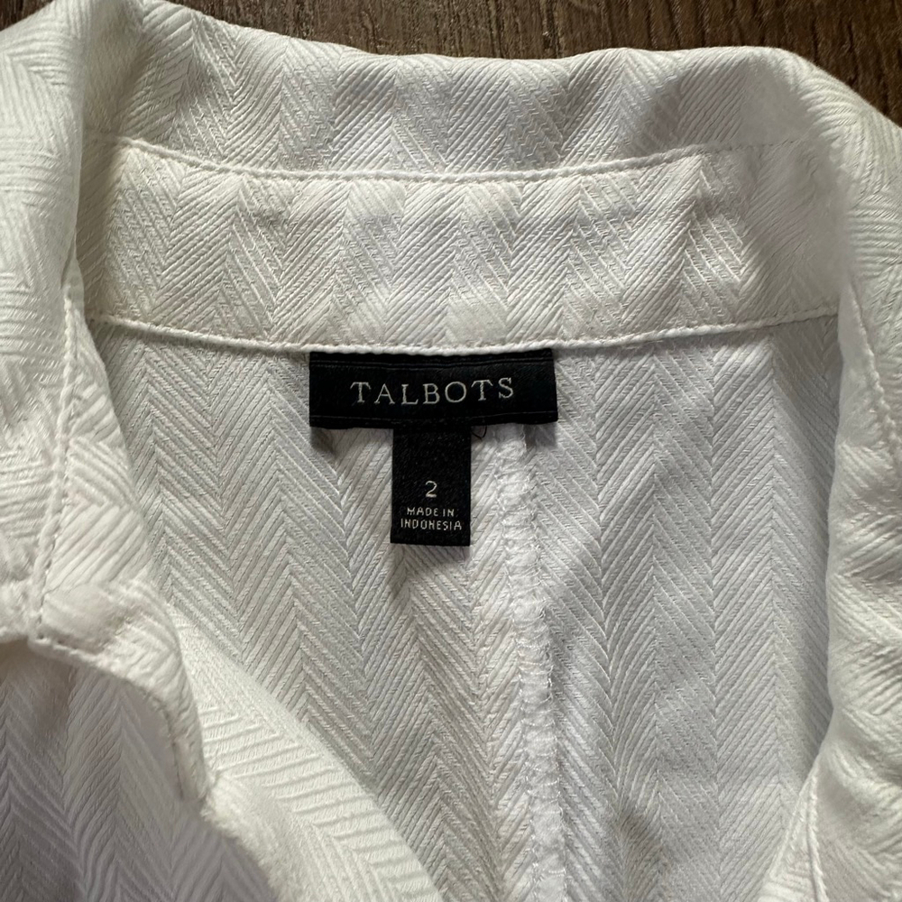 Women's Talbots White Herringbone Wrap Blouse Size 2 - Picture 4 of 9